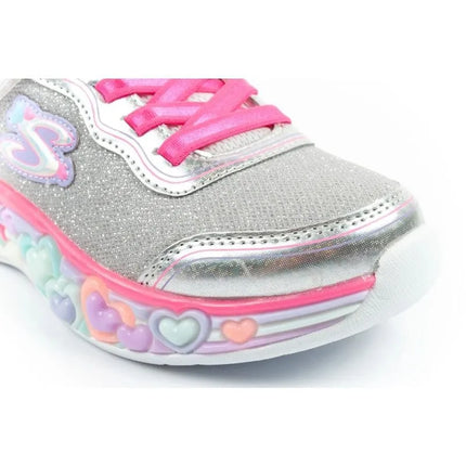 Skechers S Lights LED vaikiški batai mergaitėms su lipdukais, pilki