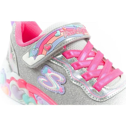 Skechers S Lights LED vaikiški batai mergaitėms su lipdukais, pilki