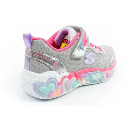 Skechers S Lights LED vaikiški batai mergaitėms su lipdukais, pilki