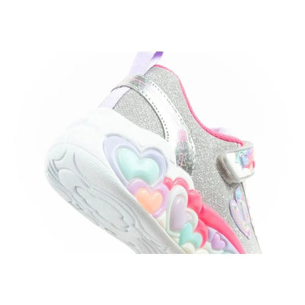 Skechers S Lights LED vaikiški batai mergaitėms su lipdukais, pilki