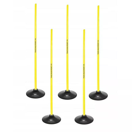 Slalomo kliūčių ruožas 160cm lazdos + 1,5kg pagrindas Geltonos 100865