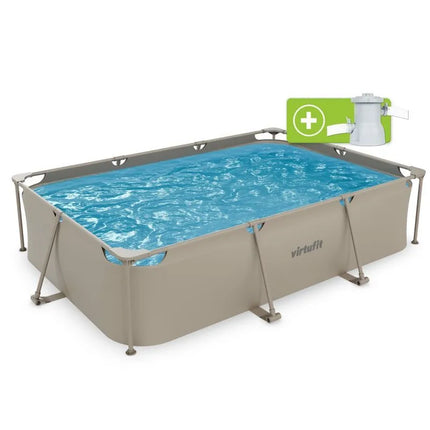 Stačiakampis baseinas VIRTUFIT 300 x 210 cm su filtro siurbliu, smėlio spalvos