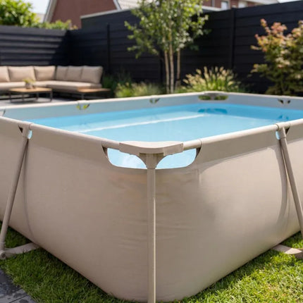 Stačiakampis baseinas VIRTUFIT 300 x 210 cm su filtro siurbliu, smėlio spalvos