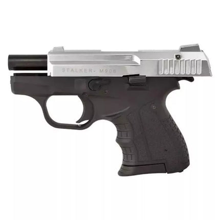 STALKER M906 BAS garsinis ir signalinis pistoletas, kalibras .22 Long Blank (6 mm), blizgus chromas