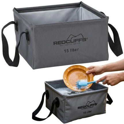 Sulankstomas kelioninis dubuo, kvadratinis vandens indas, 15 l, pilkas, Redcliffs
