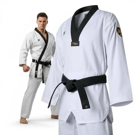 Taekwondo apranga (dobok) MTX 2 juoda – patvirtinta Pasaulio taekwondo federacijos (WT) | MOOTO