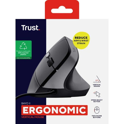 TRUST BAYO II ergonomiška pelė, juoda (25144)
