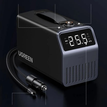 Ugreen 150 PSI 12V elektrinis automobilio padangų pripūtiklis su skaitmeniniu ekranu - Pilkas