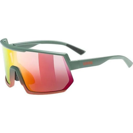 Uvex sportstyle 235 universalūs sportiniai akiniai su pusiniu rėmeliu, žali, raudoni