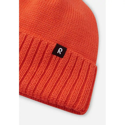 Vaikiška žieminė kepurė Reima Beanie Kalotti, raudona ir oranžinė (5300232A-2820), pagaminta iš sertifikuotos vilnos