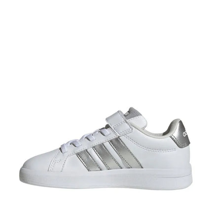 Vaikiški laisvalaikio bateliai Adidas Grand Court 3.0, balti su sidabriniais akcentais JP9368