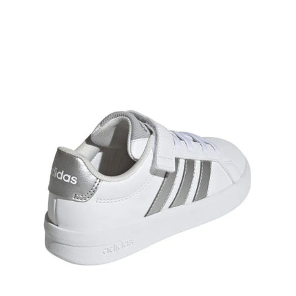 Vaikiški laisvalaikio bateliai Adidas Grand Court 3.0, balti su sidabriniais akcentais JP9368