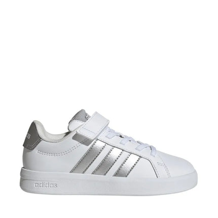 Vaikiški laisvalaikio bateliai Adidas Grand Court 3.0, balti su sidabriniais akcentais JP9368