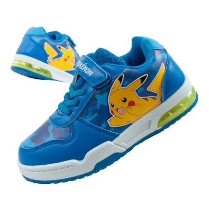 Vaikiški „Leomil“ sportiniai bateliai „Pokemon“, lengvi, su „velcro“ užsegimu ir LED lemputėmis, mėlyni