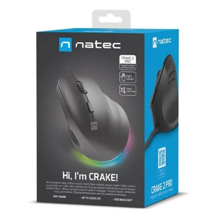 Vertikali pelė NATEC CRAKE 2 PRO, 12800 DPI, programuojama