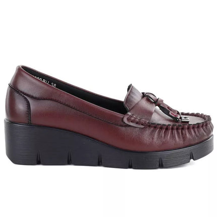 Vinceza 39990 Bordo odiniai pleišto mokasinai
