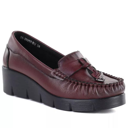Vinceza 39990 Bordo odiniai pleišto mokasinai