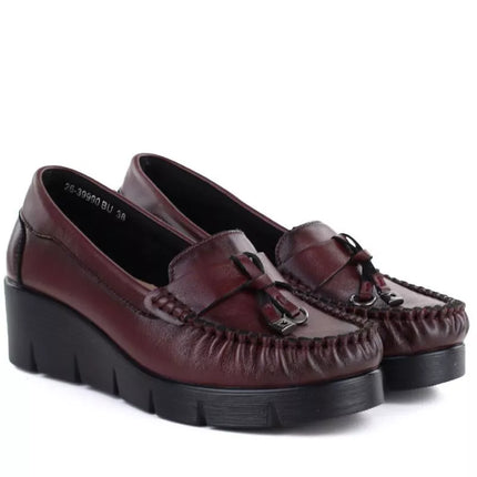 Vinceza 39990 Bordo odiniai pleišto mokasinai