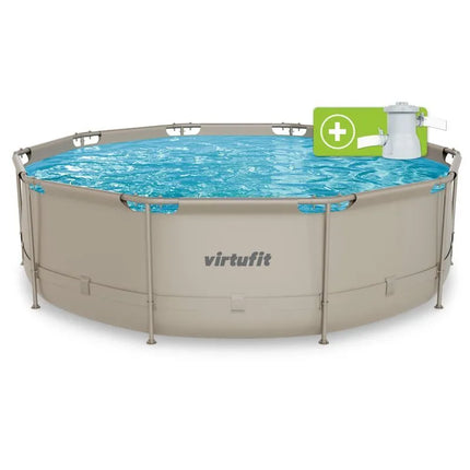 VIRTUFIT apvalus baseinas 366 cm su filtravimo siurbliu, smėlio spalvos