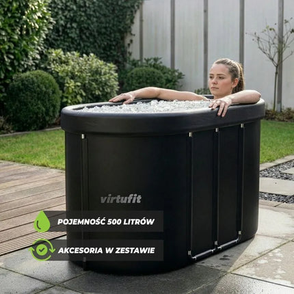 VIRTUFIT OVALI LEDO VONIA 500 LITRŲ ANTRACITO SPALVOS SU PRIEDAIS