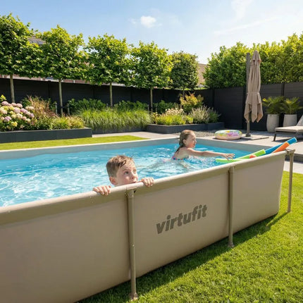 VirtuFit stačiakampis baseinas 260 x 180 cm su filtravimo siurbliu, smėlio spalvos