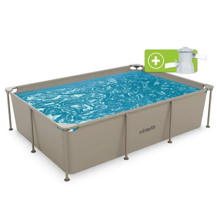 VirtuFit stačiakampis baseinas 260 x 180 cm su filtravimo siurbliu, smėlio spalvos