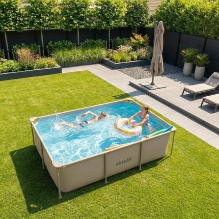 VirtuFit stačiakampis baseinas 260 x 180 cm su filtravimo siurbliu, smėlio spalvos