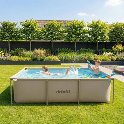 VirtuFit stačiakampis baseinas 260 x 180 cm su filtravimo siurbliu, smėlio spalvos