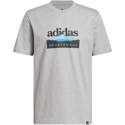 Vyriški „adidas“ marškinėliai „Sportsman Mountain Graphic“, šviesiai pilki, KC9253