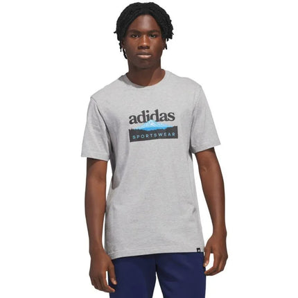 Vyriški „adidas“ marškinėliai „Sportsman Mountain Graphic“, šviesiai pilki, KC9253