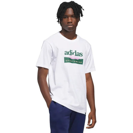 Vyriški marškinėliai adidas Sportsman Mountain Graphic, balti, KC9254