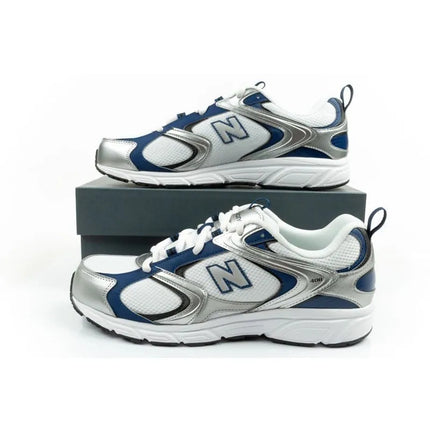 Vyriški sportiniai bateliai New Balance 408, madingi, patogūs, balti su sidabrinėmis detalėmis