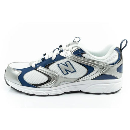 Vyriški sportiniai bateliai New Balance 408, madingi, patogūs, balti su sidabrinėmis detalėmis
