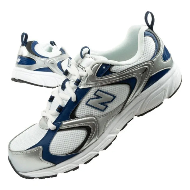 Vyriški sportiniai bateliai New Balance 408, madingi, patogūs, balti su sidabrinėmis detalėmis