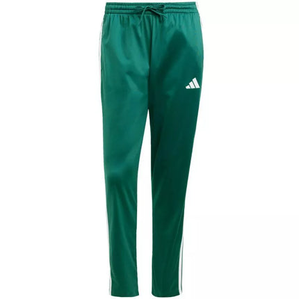 Vyriškos adidas 3 juostelių trikotažo kelnės, klasikinio kirpimo, su atvirais kraštais, žalios JI8806