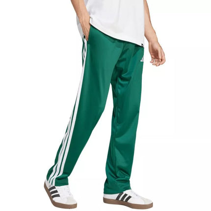 Vyriškos adidas 3 juostelių trikotažo kelnės, klasikinio kirpimo, su atvirais kraštais, žalios JI8806