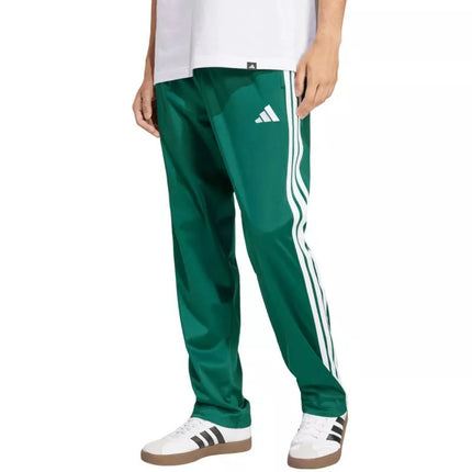 Vyriškos adidas 3 juostelių trikotažo kelnės, klasikinio kirpimo, su atvirais kraštais, žalios JI8806