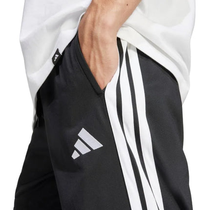 Vyriškos „adidas 3-Stripes Tricot“ tiesaus kirpimo kelnės atvira apačia, juodos, JI8802