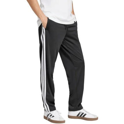 Vyriškos „adidas 3-Stripes Tricot“ tiesaus kirpimo kelnės atvira apačia, juodos, JI8802