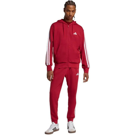 Vyriškos adidas Essential 3-Stripes French Terry bordo spalvos kelnės KR2702