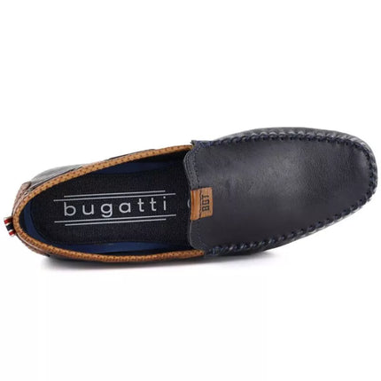 Vyrų tamsiai mėlynos odos mokasinai Bugatti 321-A2X65-1000-4100