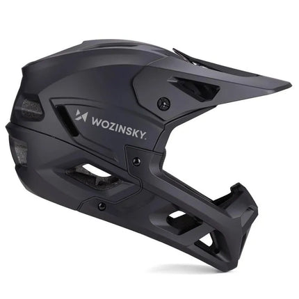 Wozinsky pilno veido dviratininko šalmas su nuimamu skydeliu 60-62 cm – Juodas