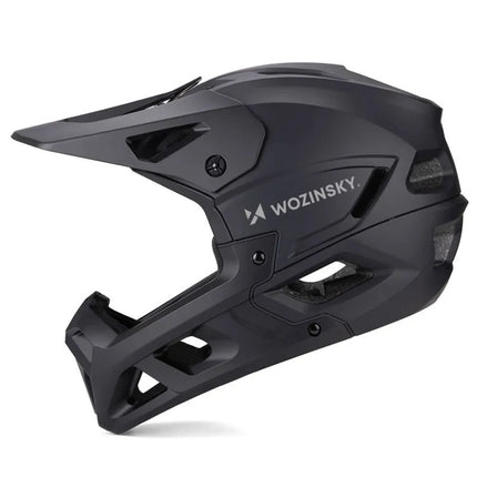 Wozinsky pilno veido dviratininko šalmas su nuimamu skydeliu 60-62 cm – Juodas