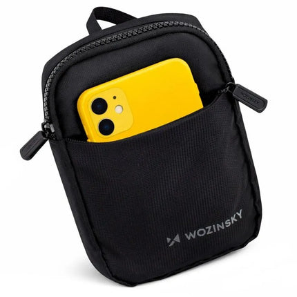 Wozinsky WMS-W1 Unisex Mini Peties Krepšys Vandeniui Atsparus Dviem Skyriais Mobiliajam Telefonui - Juodas