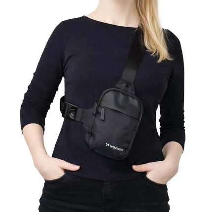 Wozinsky WMS-W1 Unisex Mini Peties Krepšys Vandeniui Atsparus Dviem Skyriais Mobiliajam Telefonui - Juodas
