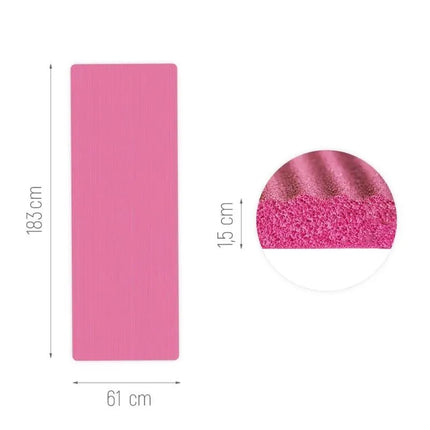 Wozinsky WNSP-15R mankštos kilimėlis 183 x 61 x 1,5 cm, storas gimnastikos kilimėlis jogai ir fitnesui - rožinis