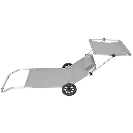FOLDABLE BEACH CHAIR WITH CANOPY ON WHEELS 116x62x62-90CM GRAY
