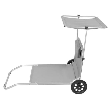 FOLDABLE BEACH CHAIR WITH CANOPY ON WHEELS 116x62x62-90CM GRAY