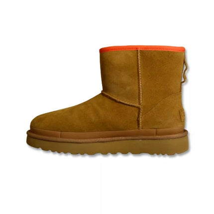 Moteriški UGG Classic Mini Zipper Tape Logo Kaštoniniai Sniego Batai - 1144034-CHE