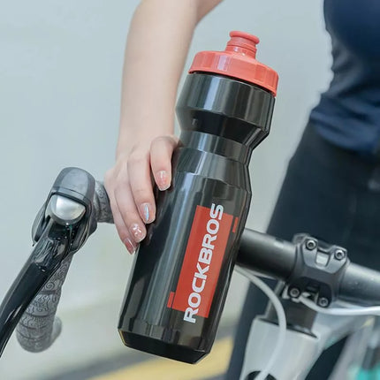Dviračio gertuvė Rockbros 750 ml – skaidri juoda su raudonu snapeliu